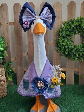 Purple Porch Goose Outfit With Bow Fits 28" - 30" Concrete Goose
